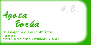 agota borka business card